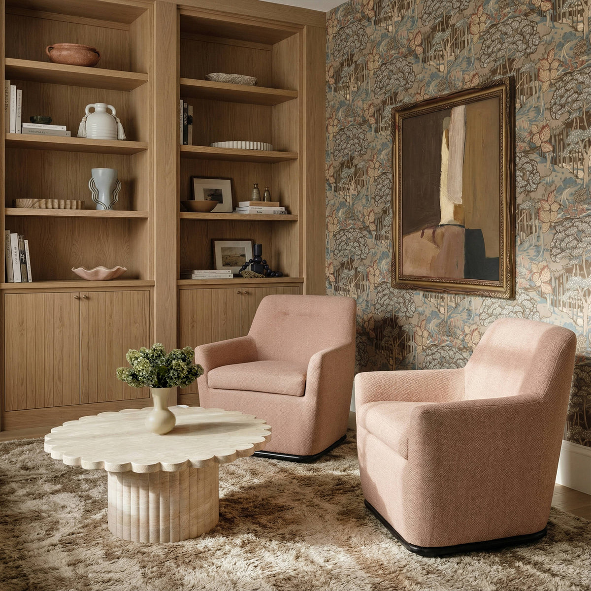 TOV Furniture Mado Peach Swivel Chair