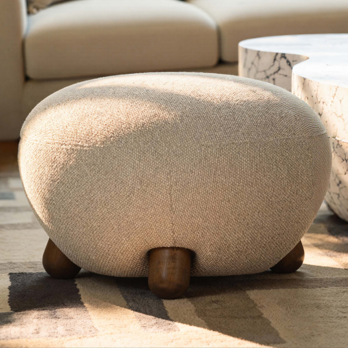 TOV Furniture Pucker Warm Gray Ottoman