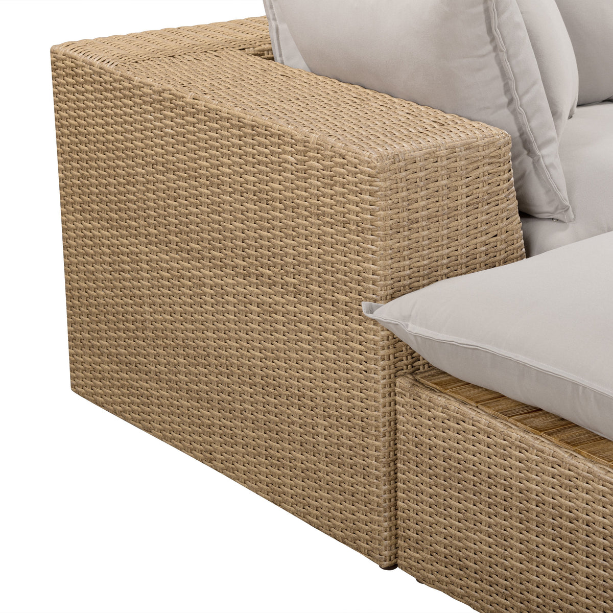 TOV Furniture Cali Gray Performance Wicker 4-Piece Outdoor Sectional Sofa