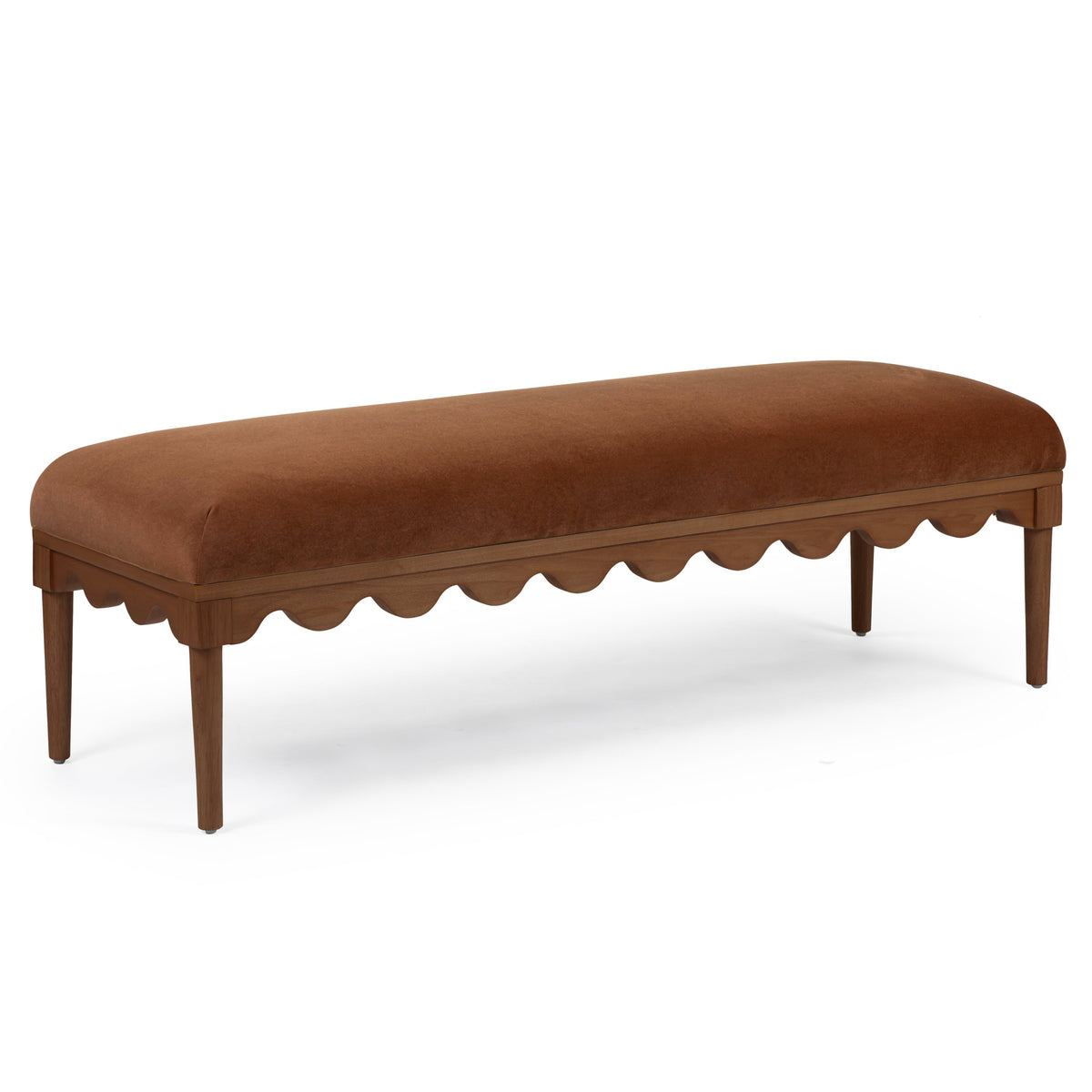 TOV Furniture Oodle 56.5" Performance Vegan Mohair Bench in bronze faux mohair, primary product view