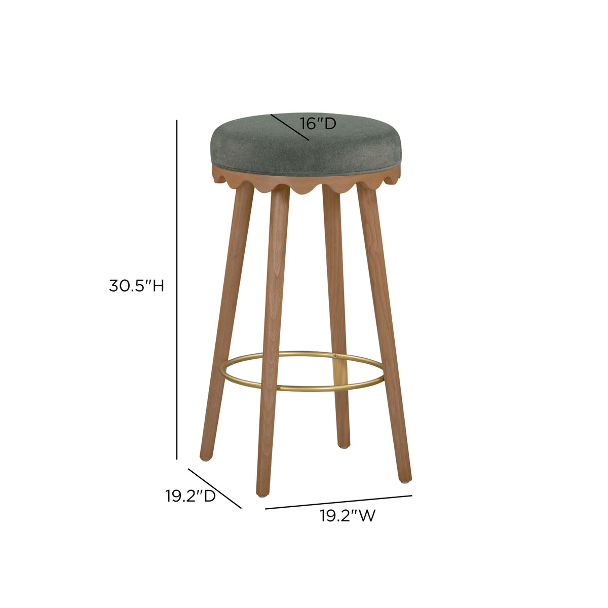 TOV Furniture Oodle Green Performance Vegan Mohair Bar Stool