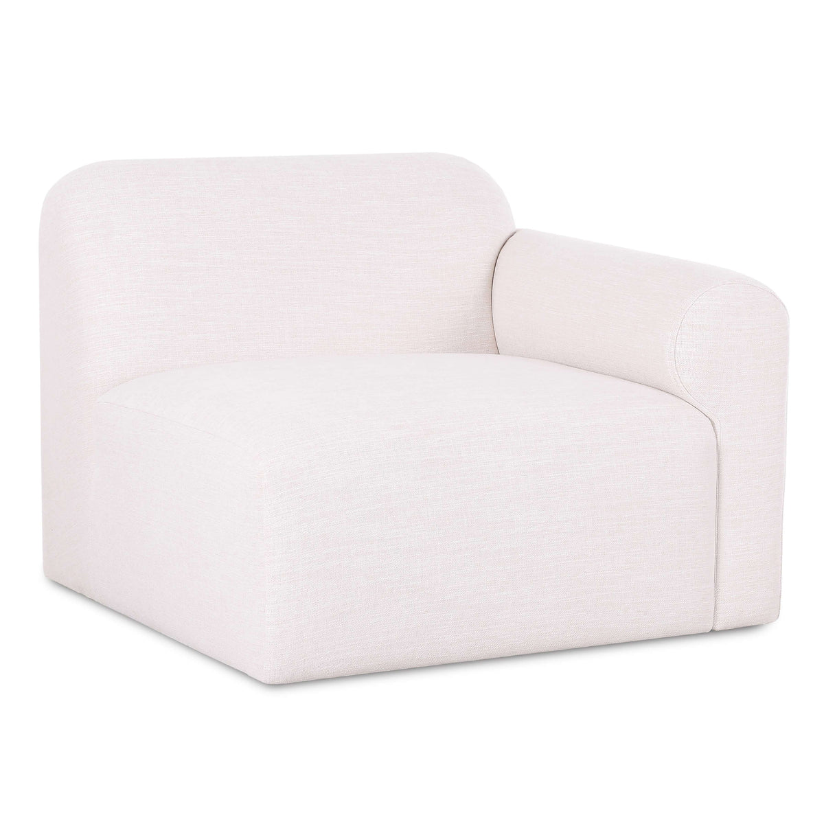 TOV Furniture Gorge Cream Right Modular Corner Chair in cream linen over a plywood frame, primary product view