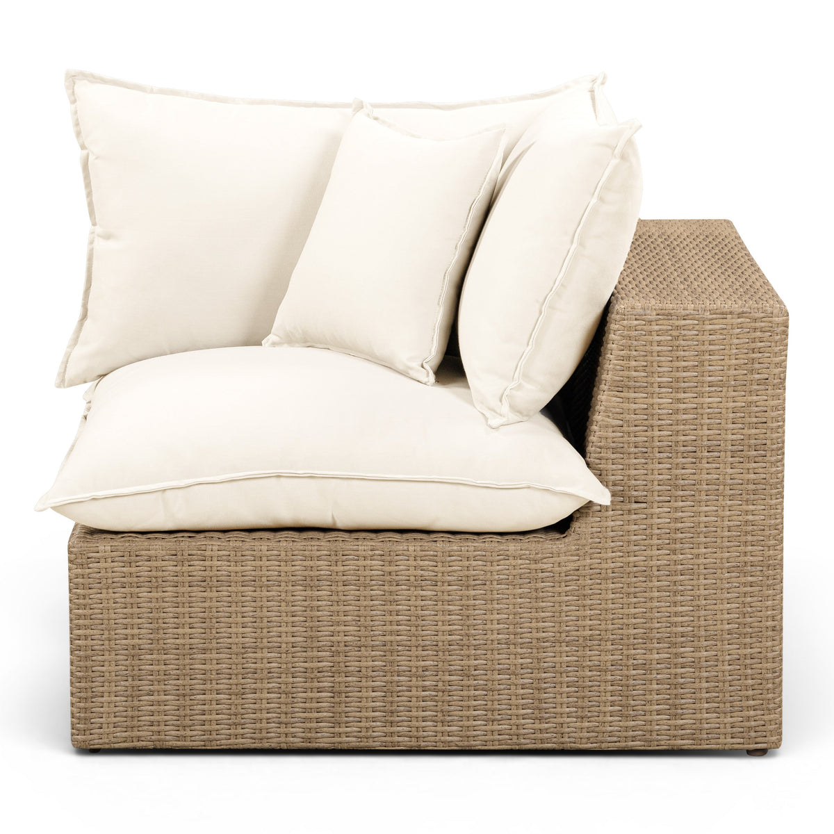 TOV Furniture Cali Cream Performance Wicker Outdoor Corner Chair