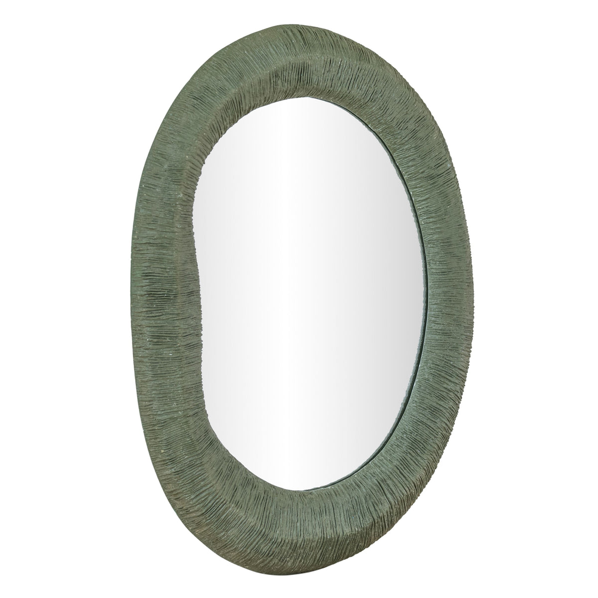 TOV Furniture Orpheus 22"X28" Ribbed Forest Green Fiberglass Thick Wall Mirror in green fiberglass, primary product view