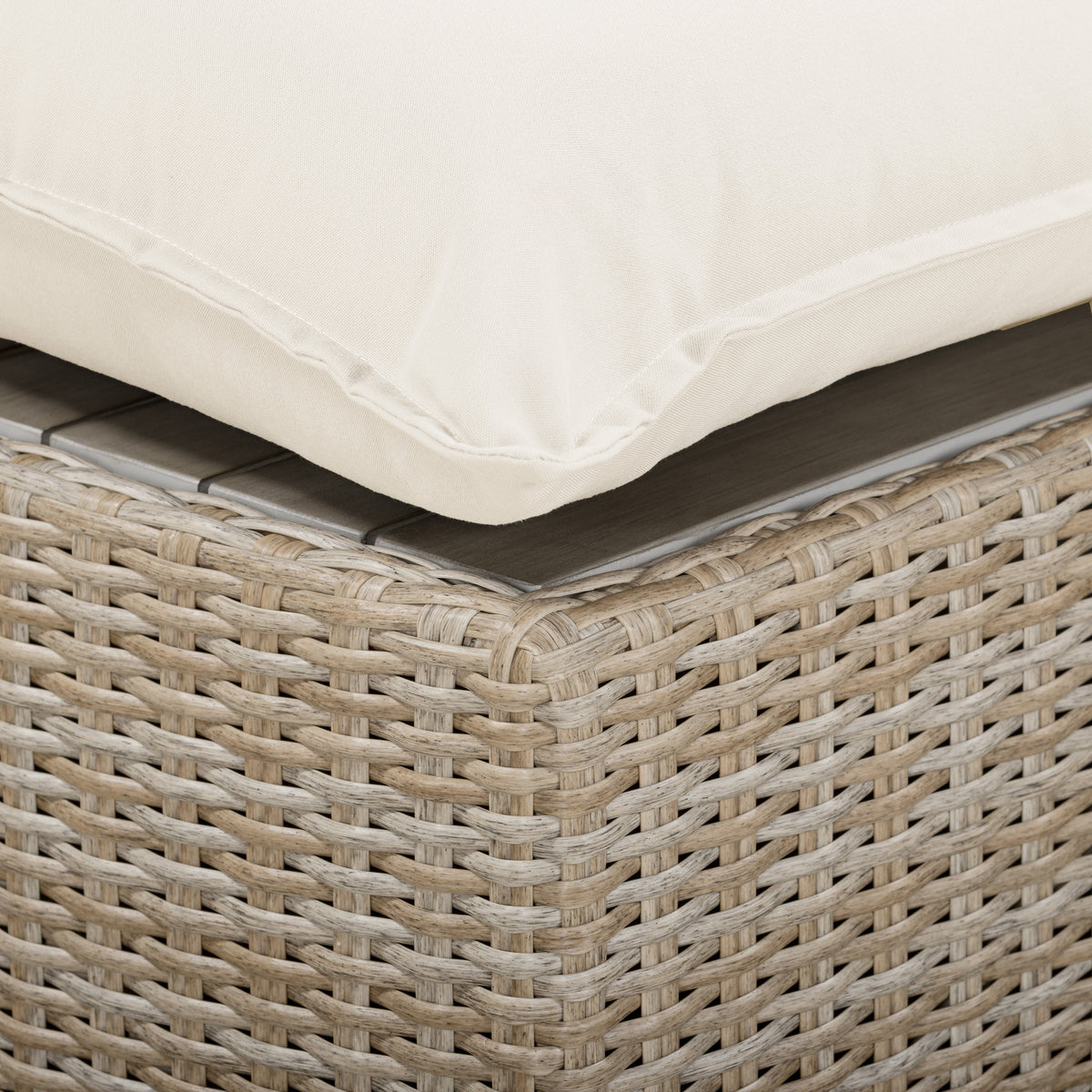 TOV Furniture Cali Cream Performance Wicker Outdoor Ottoman