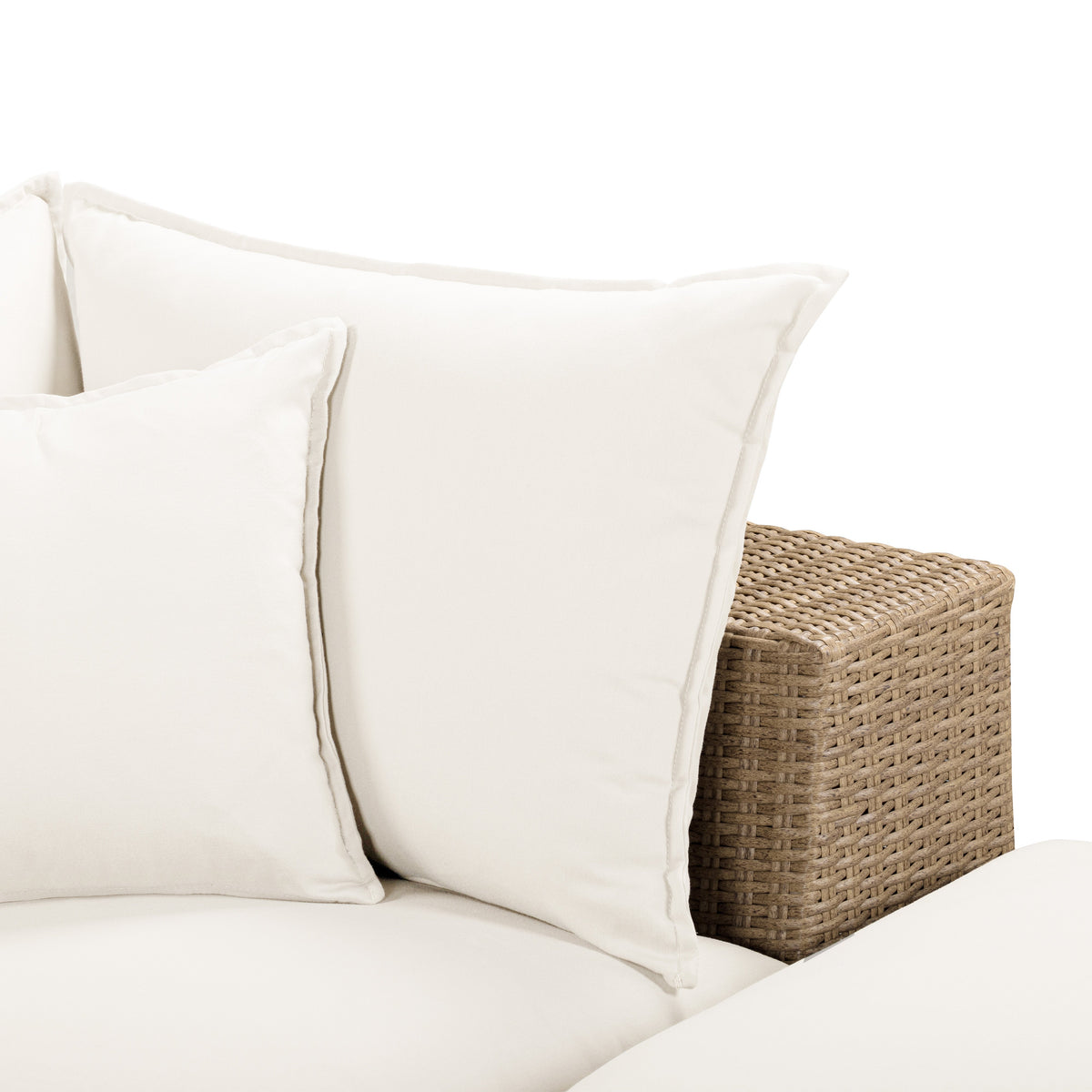 TOV Furniture Cali Cream Performance Wicker 4-Piece Outdoor Sectional Sofa