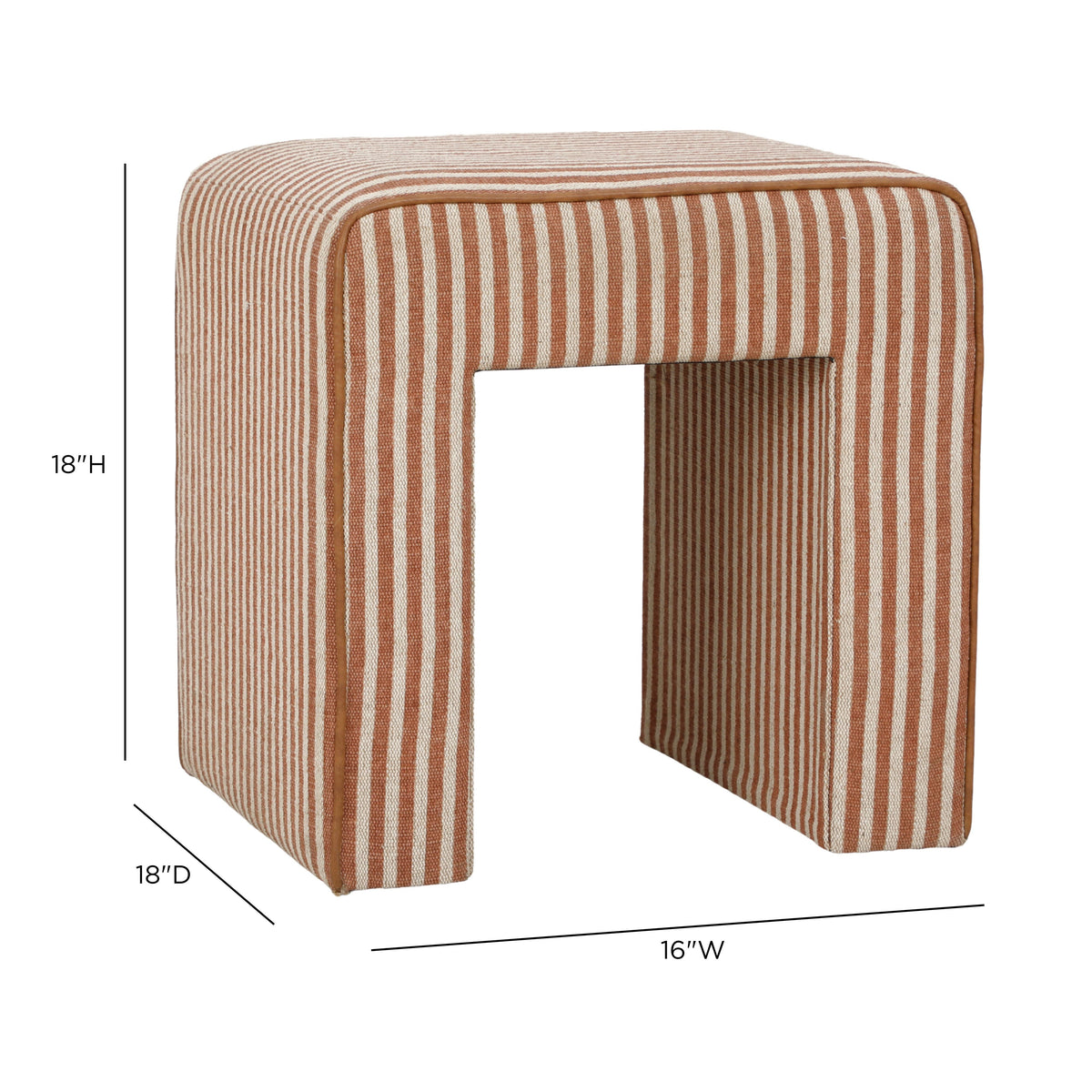 TOV Furniture Byron Terracotta Square Cotton Jute Ottoman