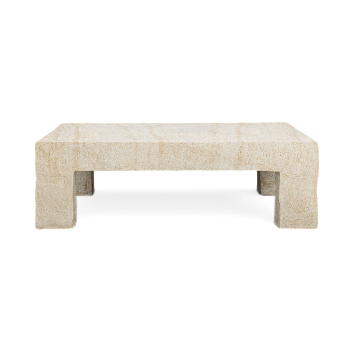 TOV Furniture Roxanne 46" Faux Travertine Indoor/Outdoor Concrete Coffee Table in travertine concrete, primary product view
