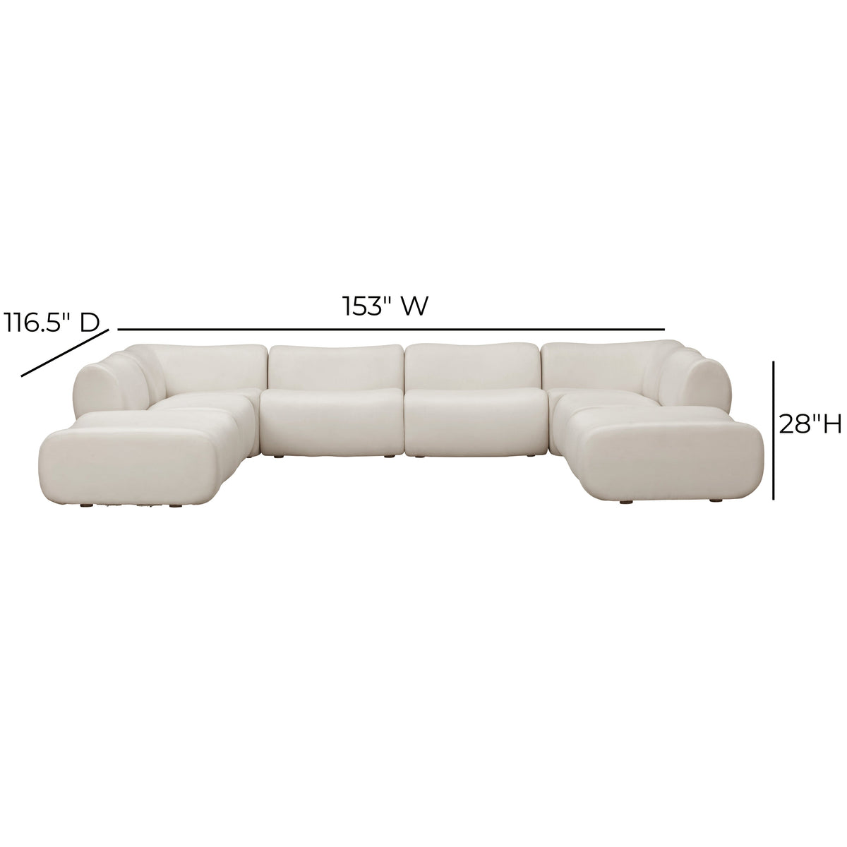 TOV Furniture Zenith Cream Upcycled Modular 8-Piece U-Sectional Sofa