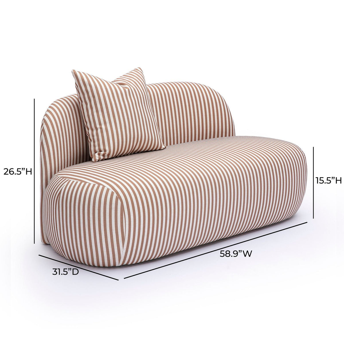 TOV Furniture Carraway Brown Stripe 59in Loveseat