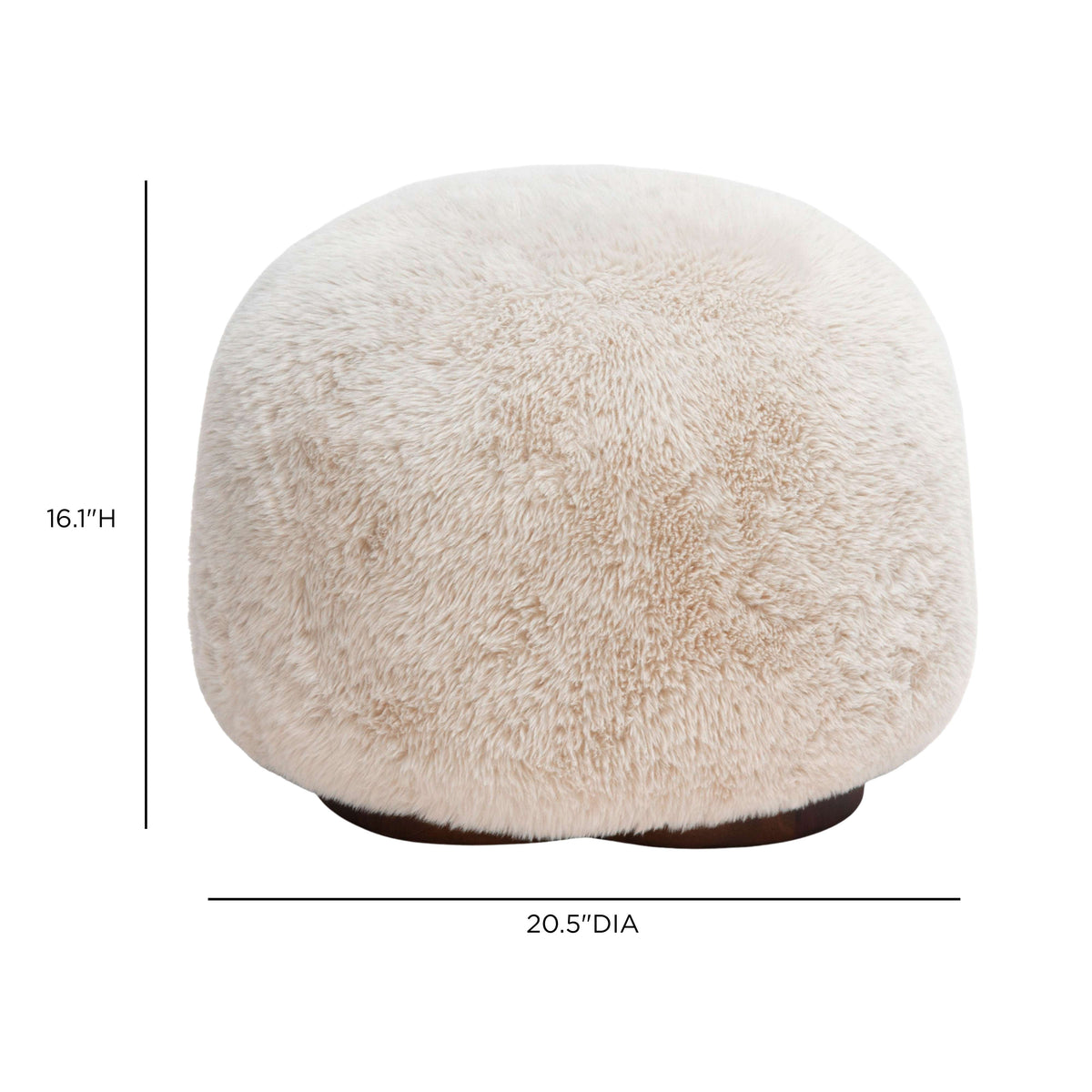 TOV Furniture Oopa Off White Faux Shearling Swivel Ottoman