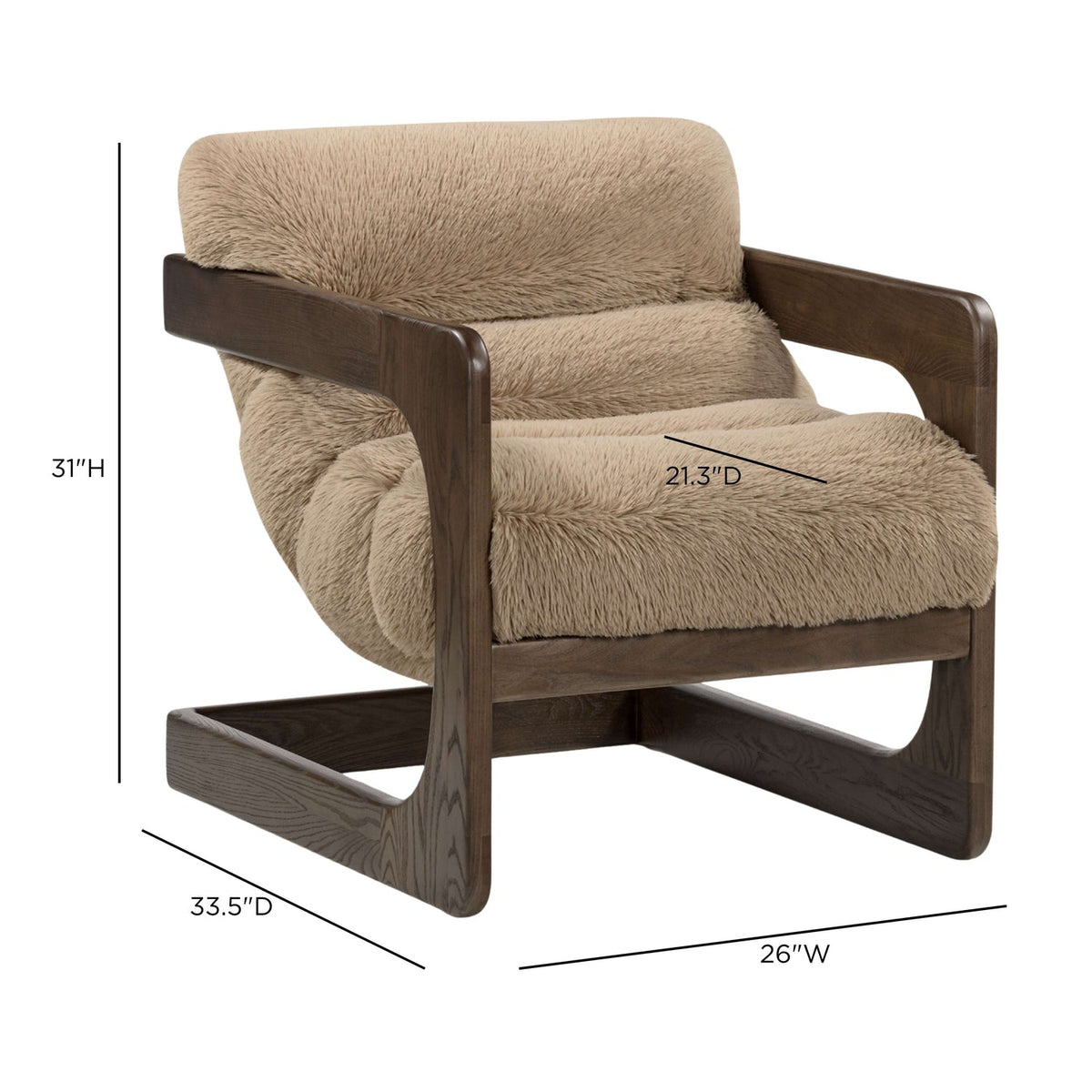 TOV Furniture Palma Taupe Faux Shearling Accent Chair