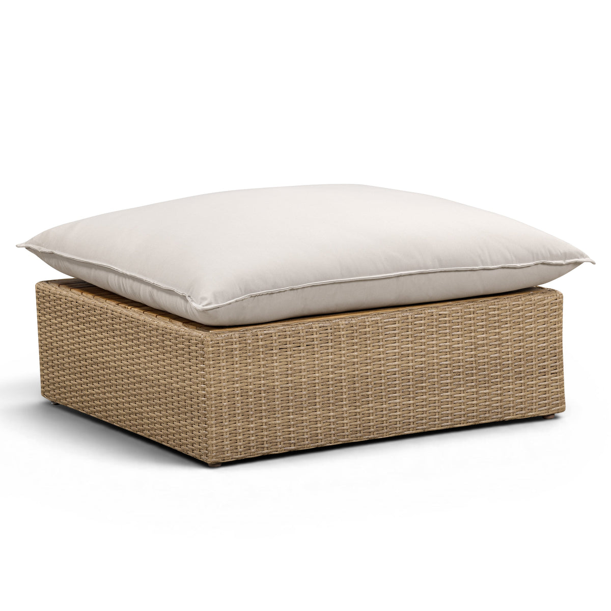 TOV Furniture Cali Gray Performance Wicker Outdoor Ottoman in grey wicker, primary product view