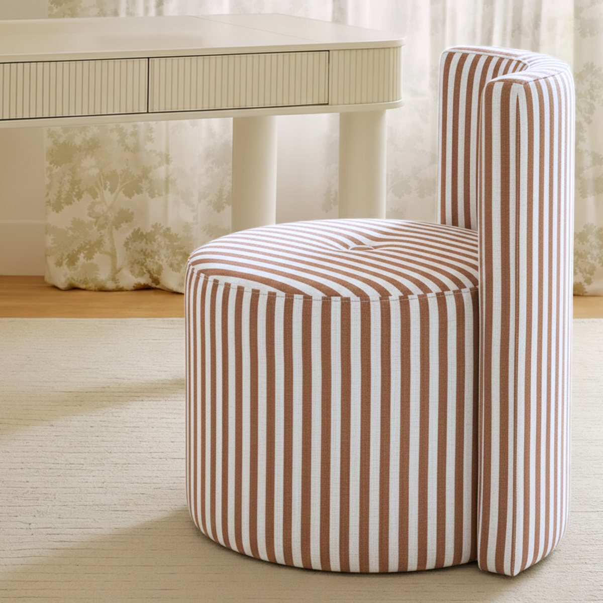 TOV Furniture Alyssa Rolling Desk Chair in brown fabric, primary product view