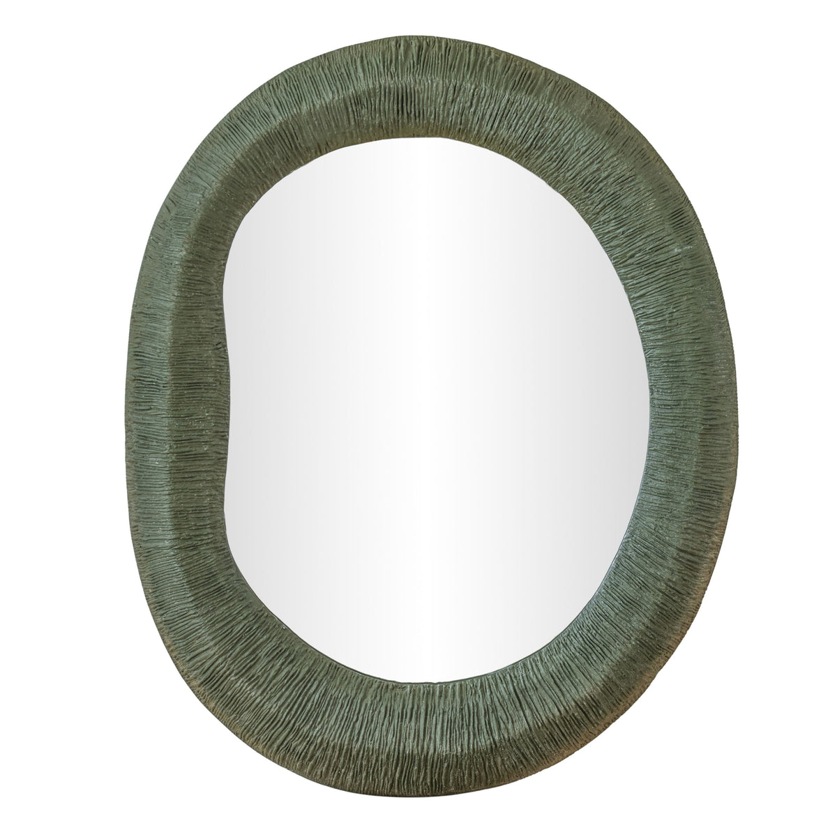 TOV Furniture Orpheus Forest Green Ribbed Thick Wall Mirror
