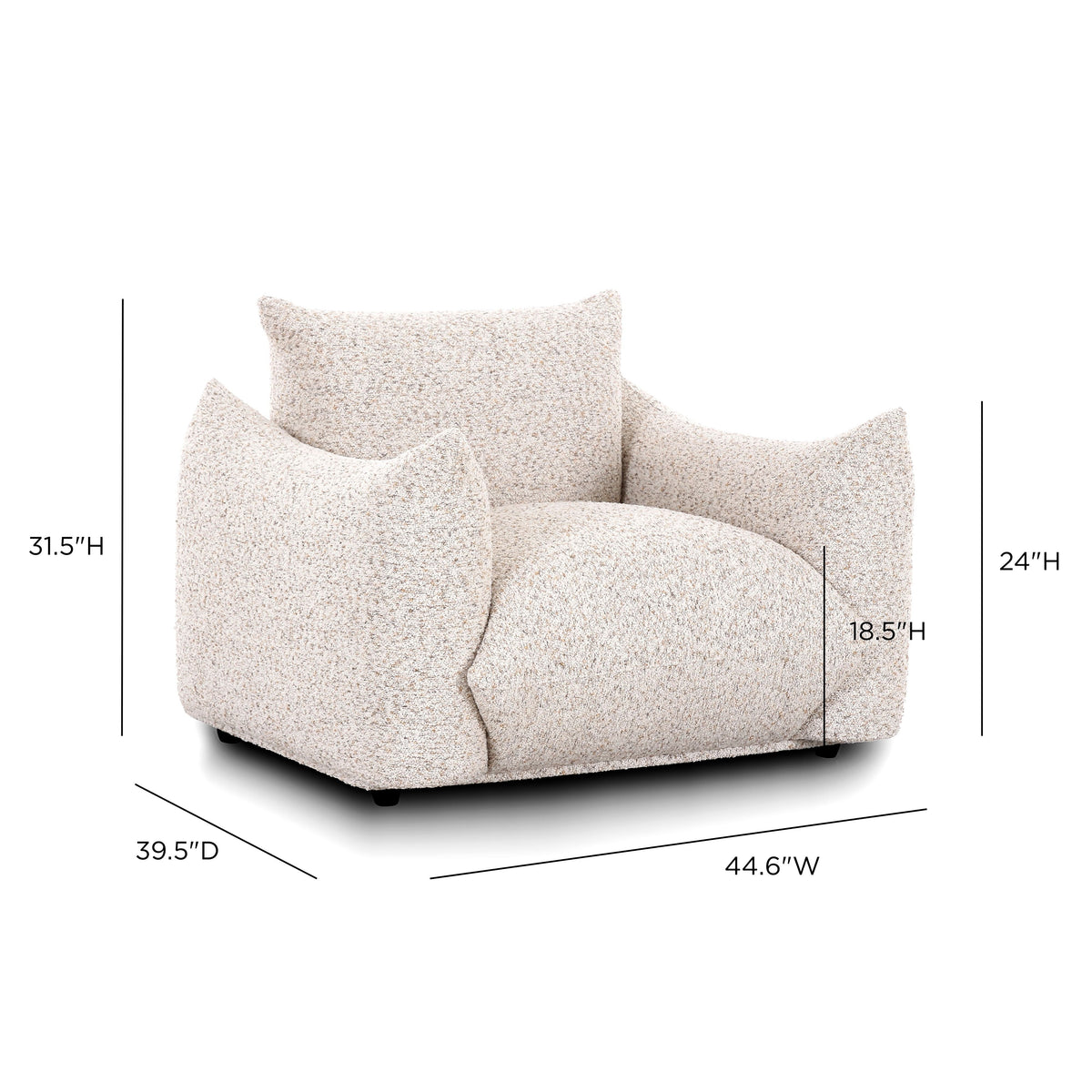 TOV Furniture Saint Tropez Sand Nubby Armchair