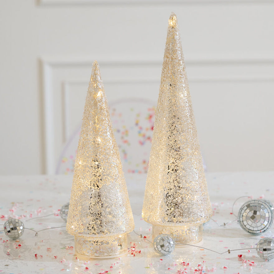Textured Metallic LED Tree Set of 2