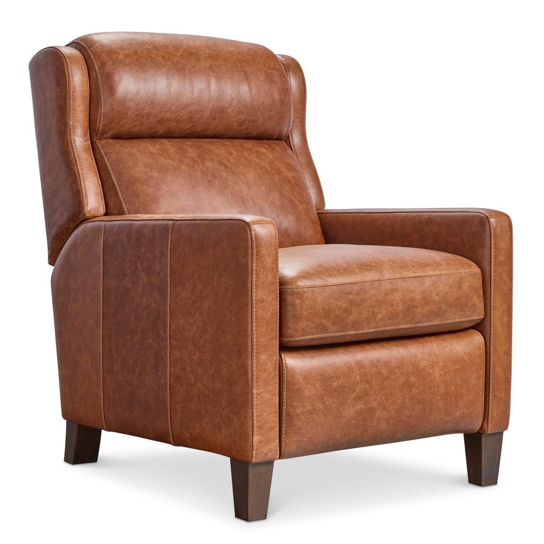 Bernhardt Motion Hampton Leather Recliner in Umber, front view