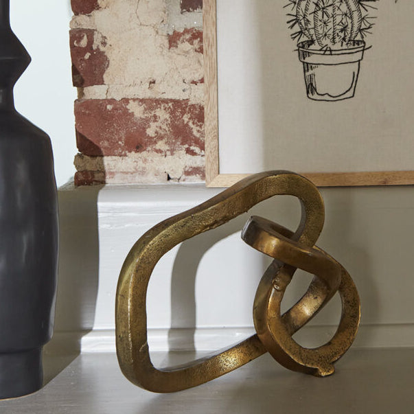 Nudo Sculpture, gold-tone metal abstract sculpture