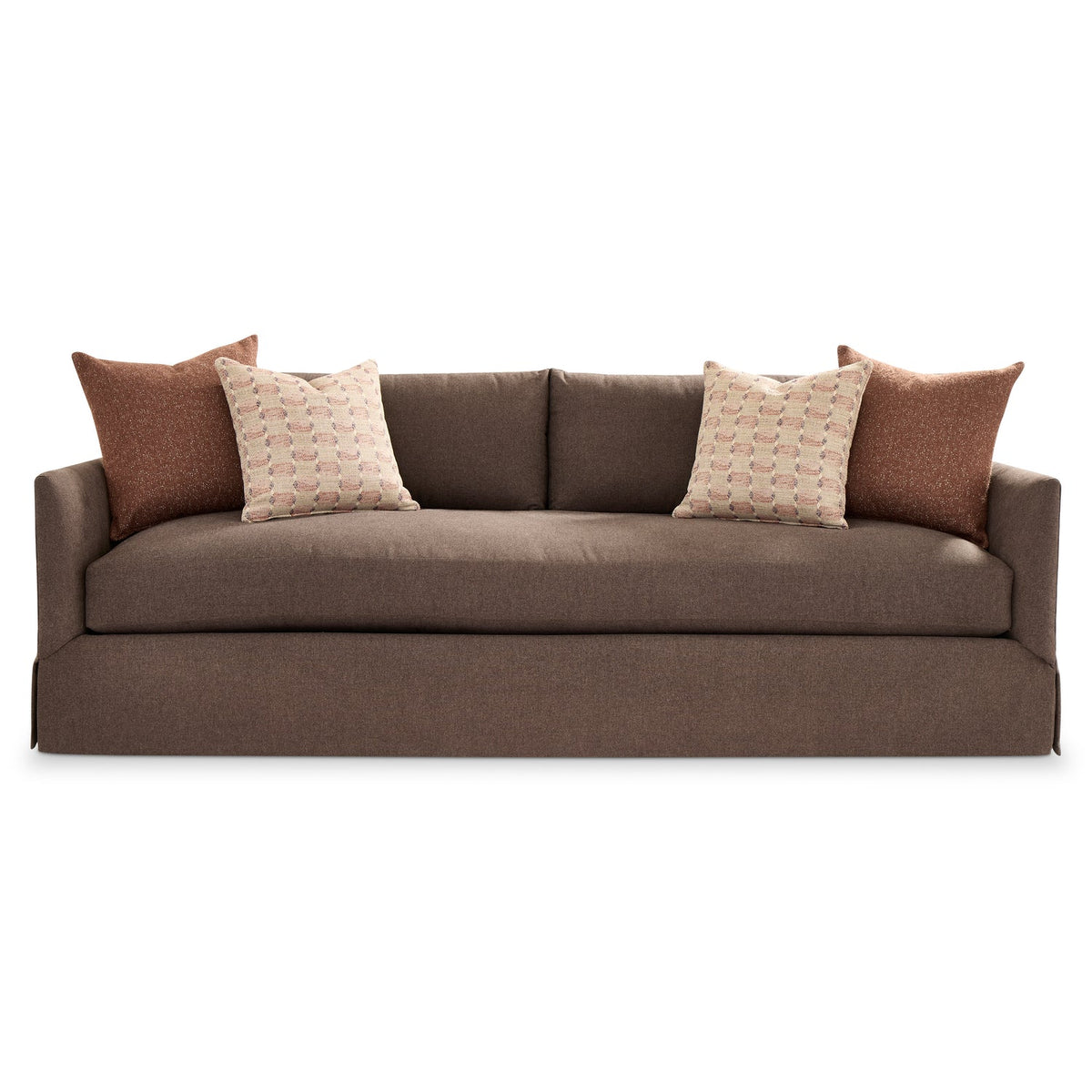 Bernhardt Living Langley Fabric Sofa in Brown, angled three-quarter view