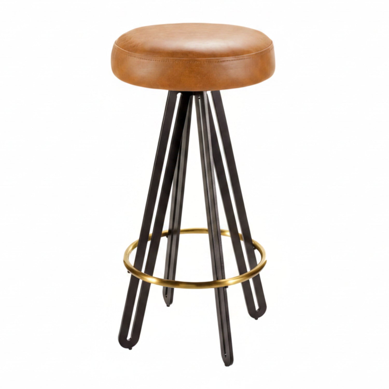Oberon Brown Leather Bar Stool