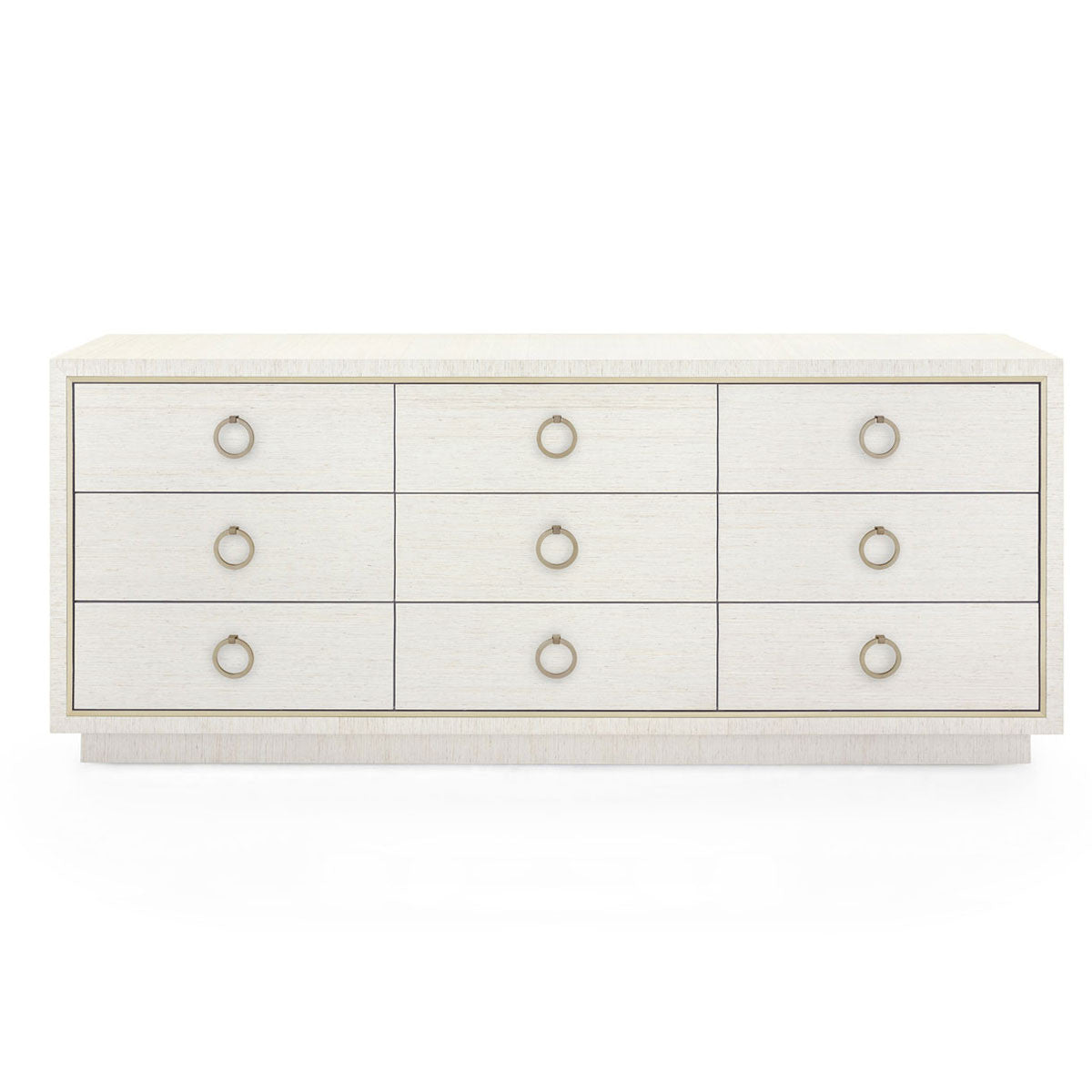 Villa and House Parker Extra Large 9 Drawer Dresser in lacquered grasscloth, finish detail close-up