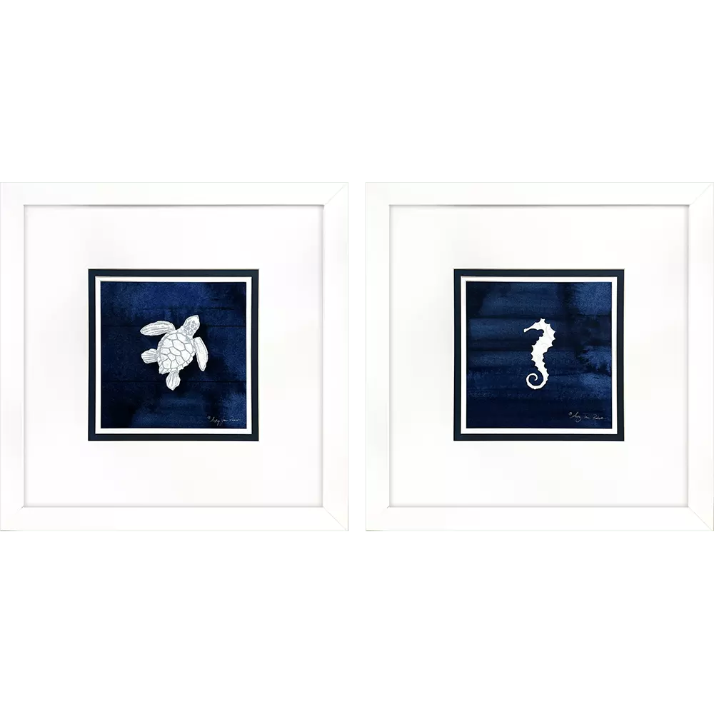 Roberts Turtle Seahorse Framed Artwork Set of 2