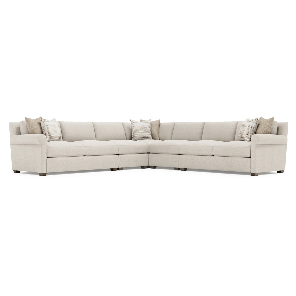 Bernhardt Living Barnes 5 Piece Fabric Sectional Sofa in Beige, angled three-quarter view