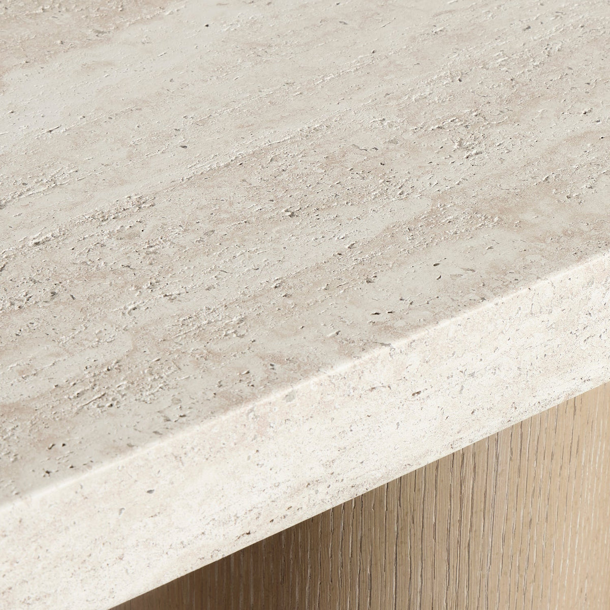 Bernhardt Living Asana Faux Stone Console Table in Tan, alternate angle