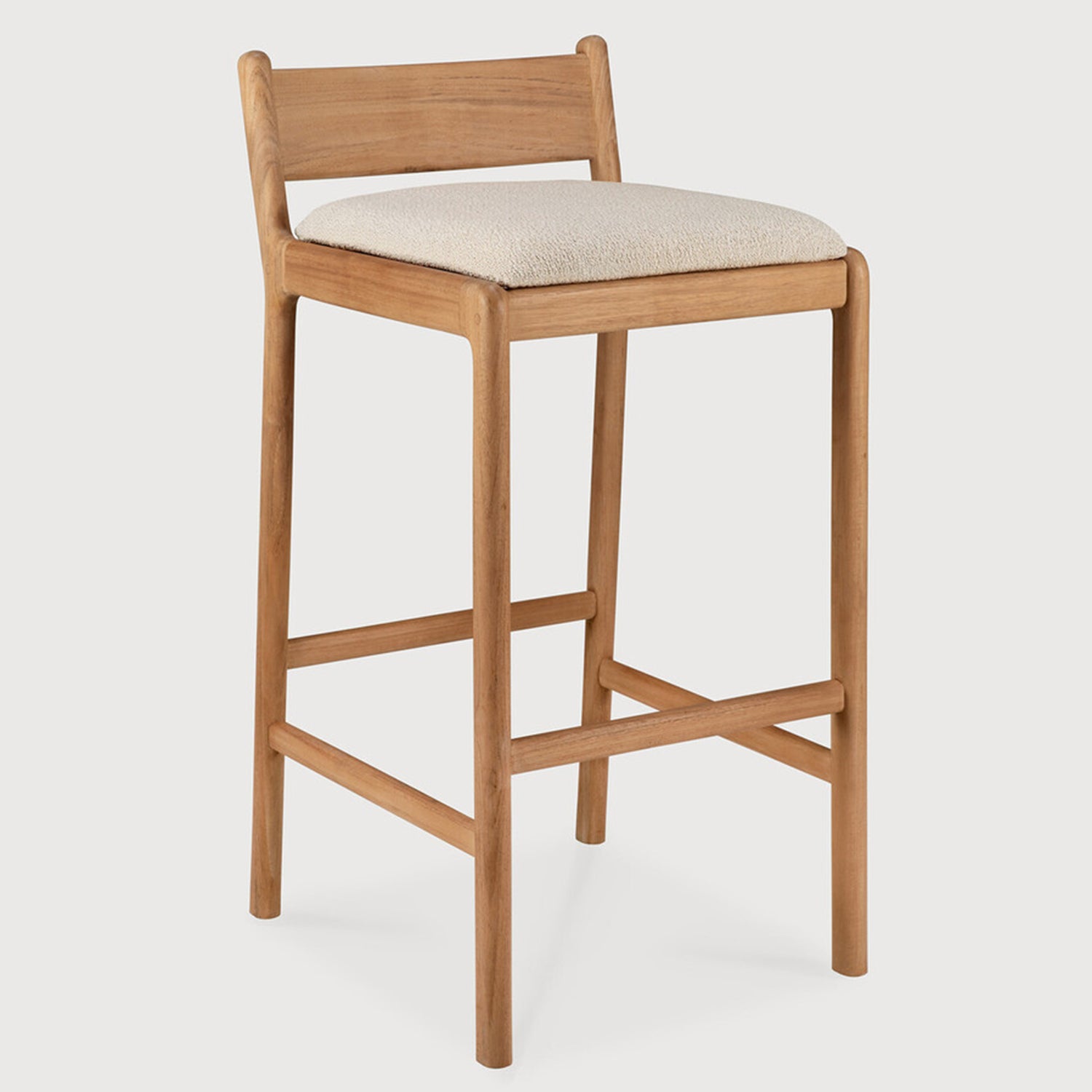 Ethnicraft Jack Outdoor Bar Stool with Cushion Set of 2
