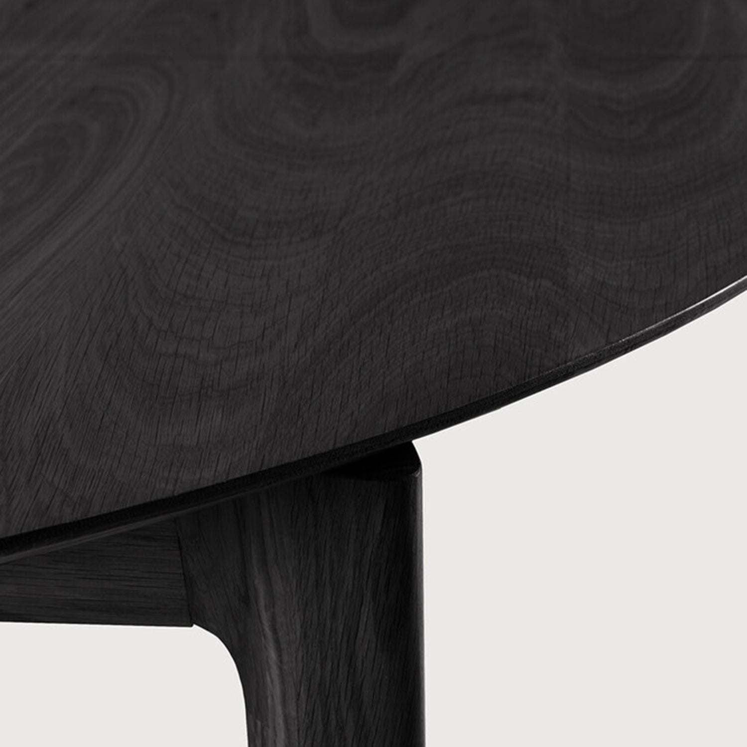 Ethnicraft Bok Round Oak Black Extendable Dining Table