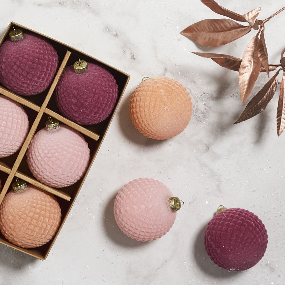 Rosy Velvet Ornament Set of 6