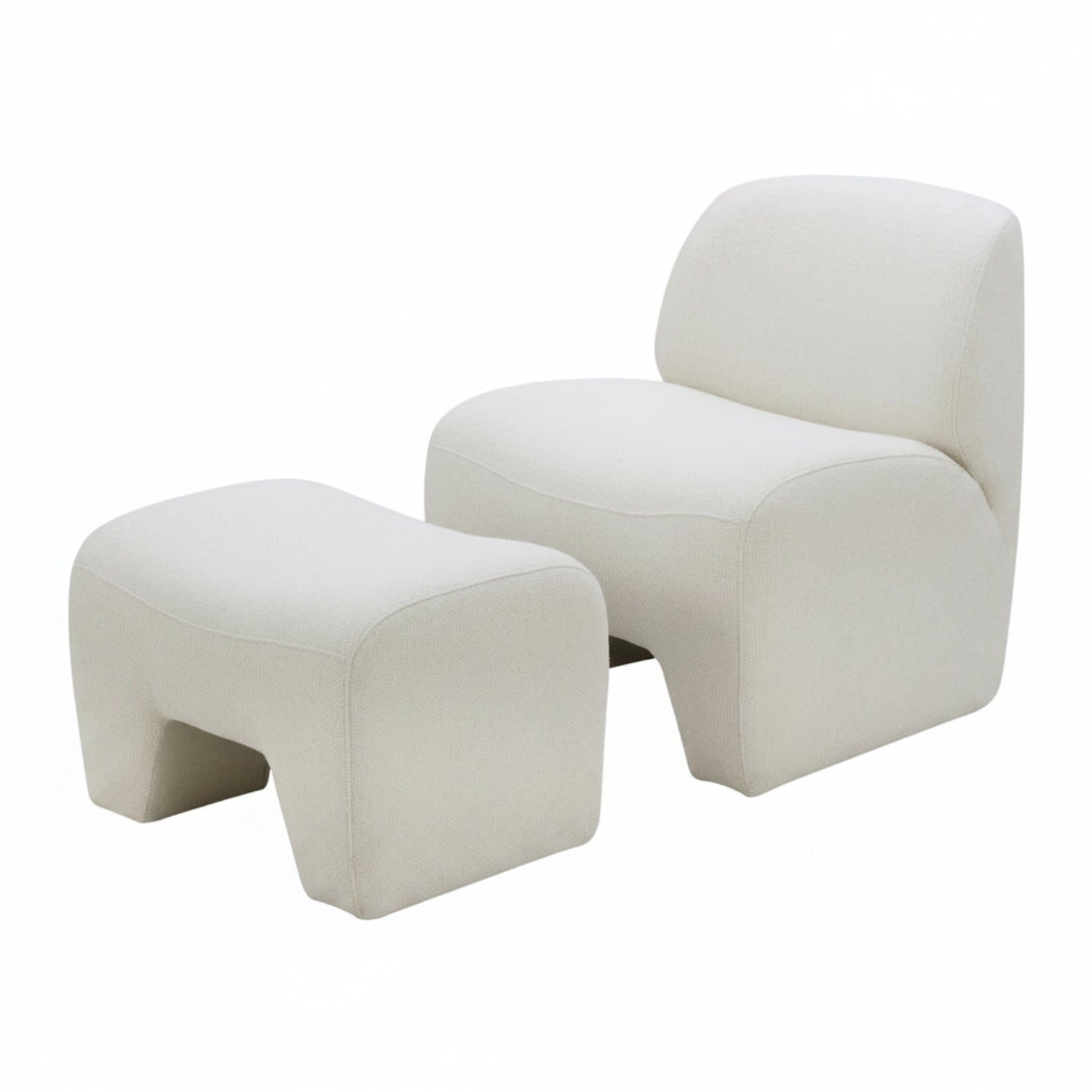 Sable Ivory Accent Chair with Ottoman