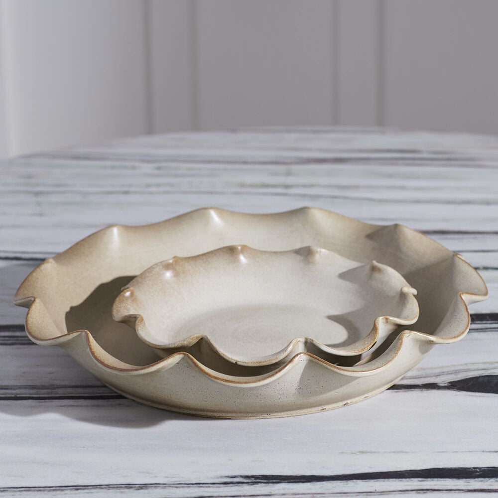 Scallop Trimmed Tray styled as home decor