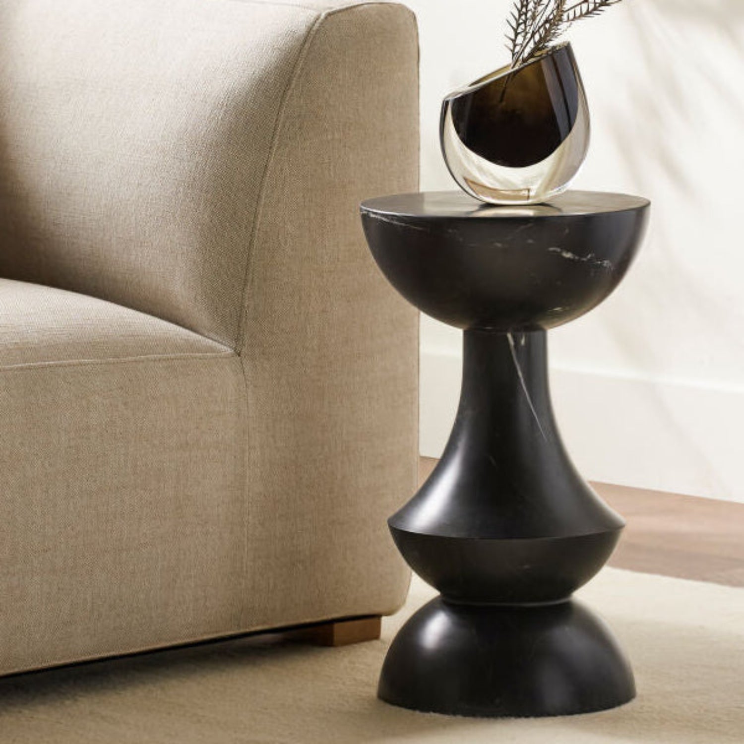 Sheena Black Marble Accent Table
