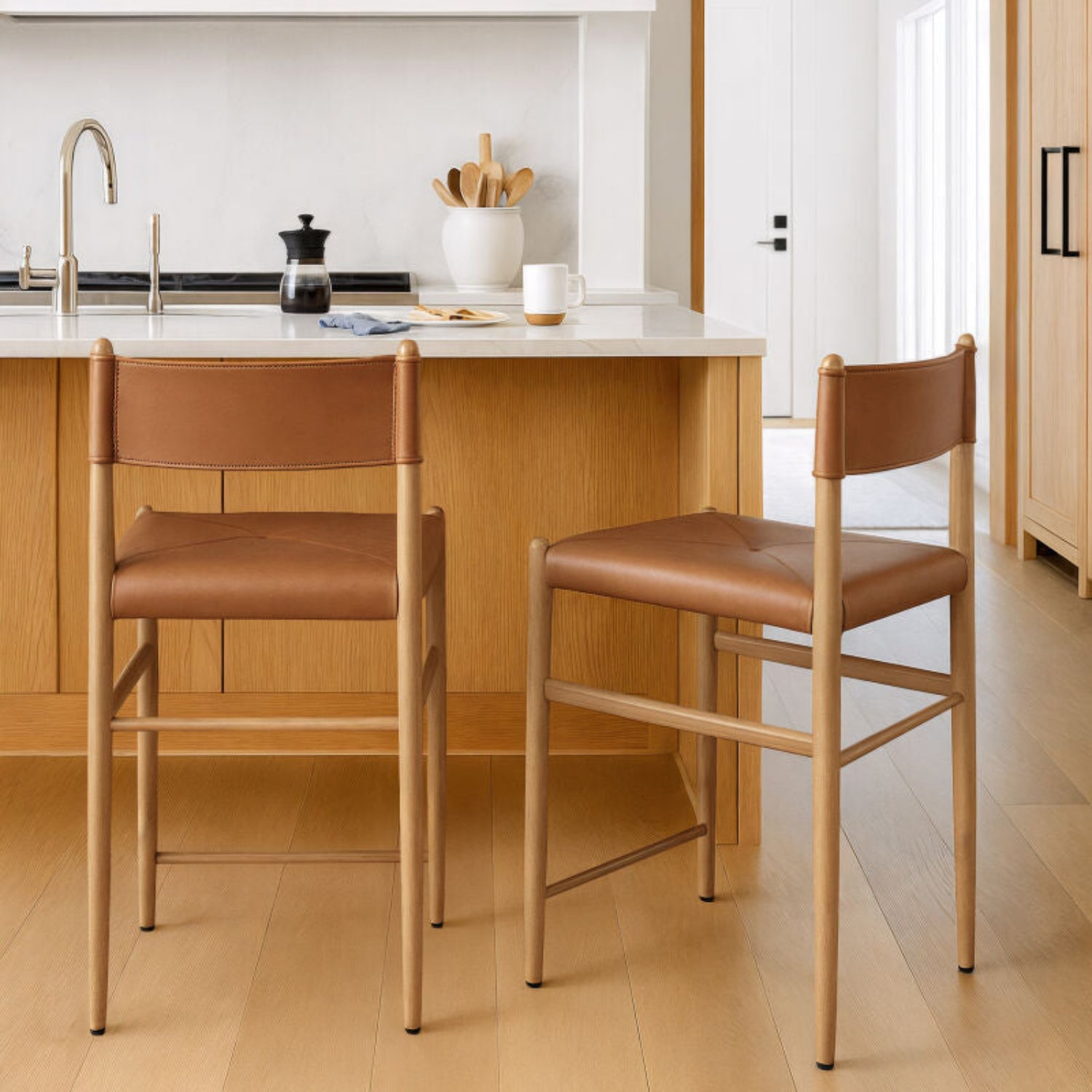 Stria Leather Counter Stool
