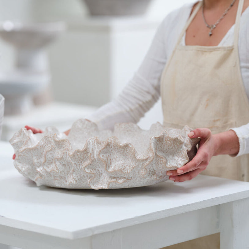 Slyvia Bowl, a off white ceramic home decor accent