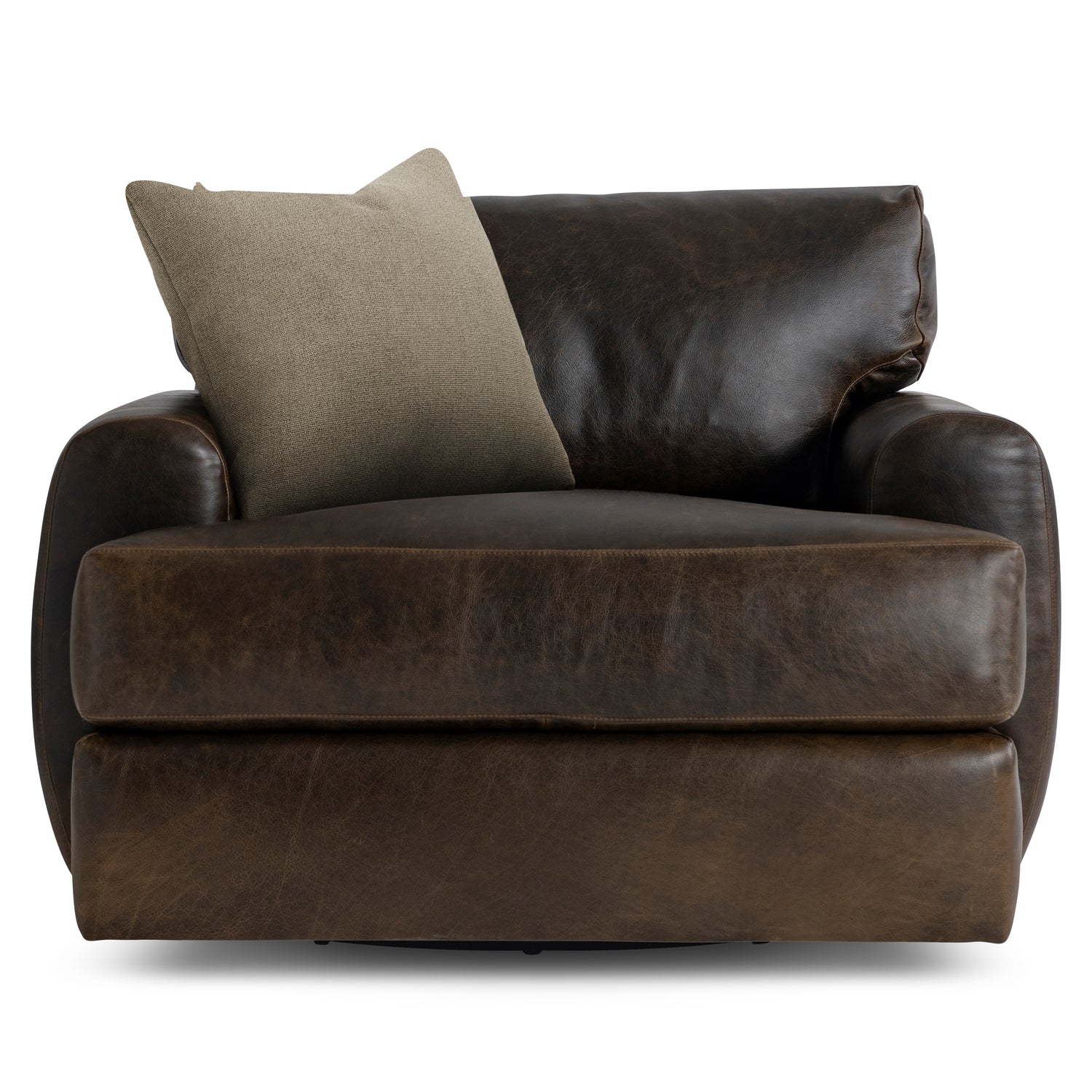 Bernhardt Living Cameron Leather Swivel Chair