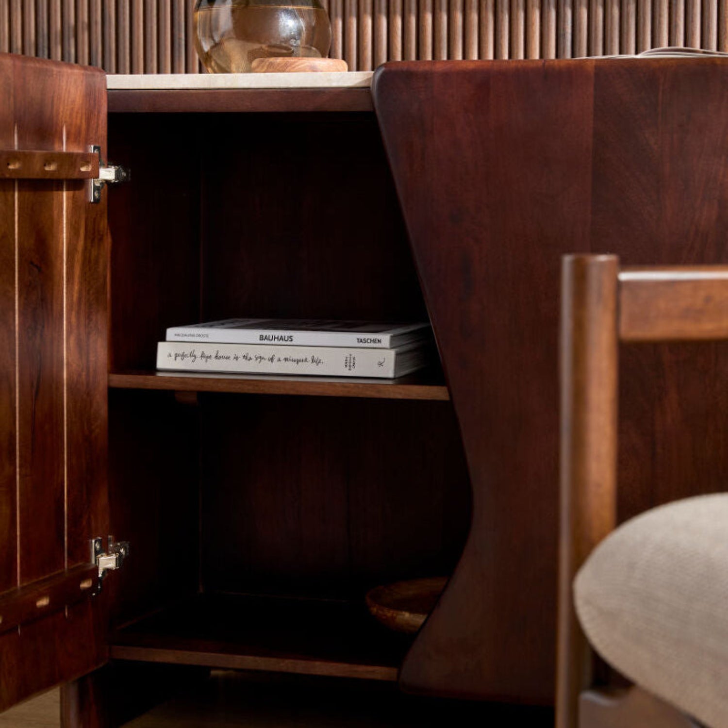 Torrance Marble Cabinet Dark Brown Base