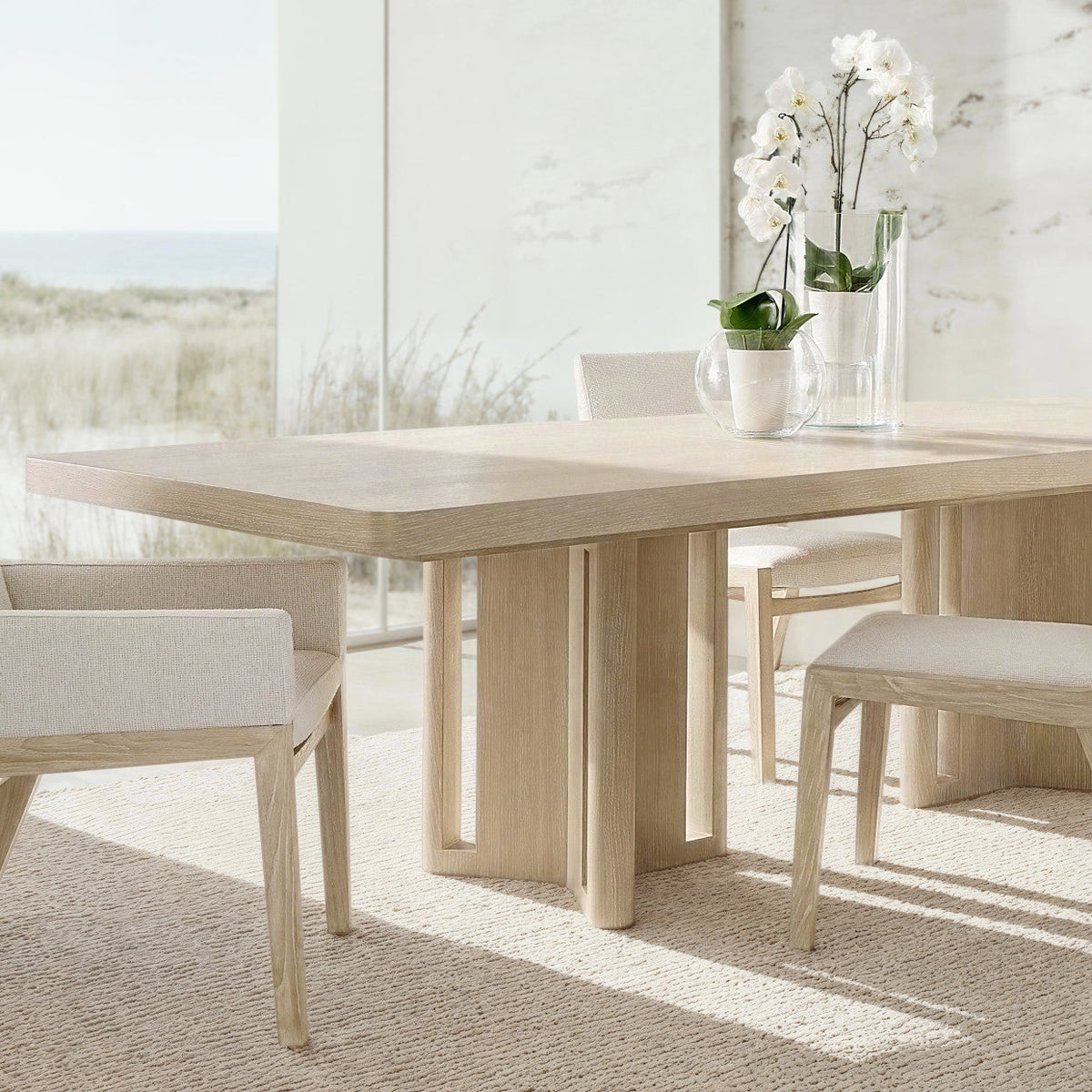 Bernhardt Asana Side Chair in Tan, styled room scene