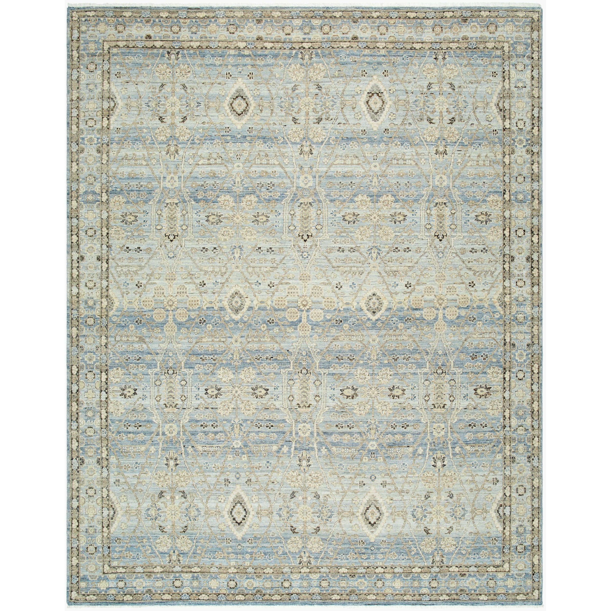 Surya Khorasan KHO-2304 Hand Knotted Rug shown flat displaying its sky blue hand knotted design