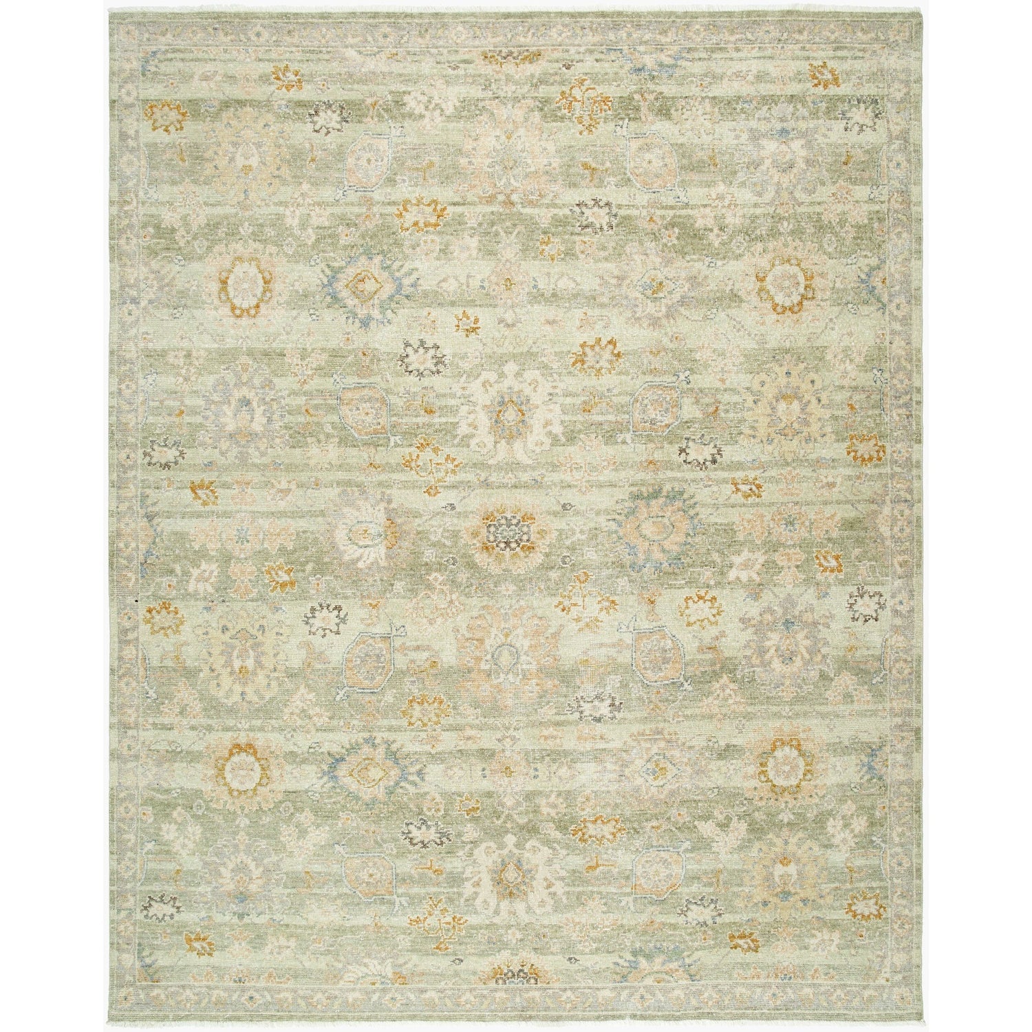 Surya Anelka ANK-2304 Hand Knotted Rug in pure wool, Sage, Ivory, Gold, Slate, Taupe