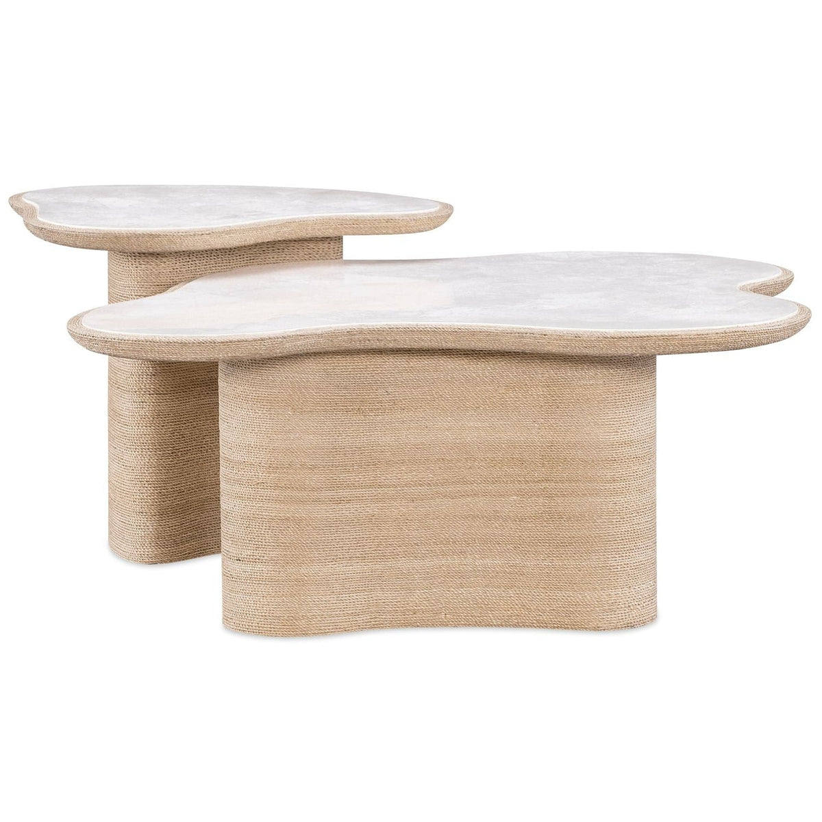 Margaritaville Salt Rim Bunching Table in White Agate Stone and Abaca Rope, primary product view
