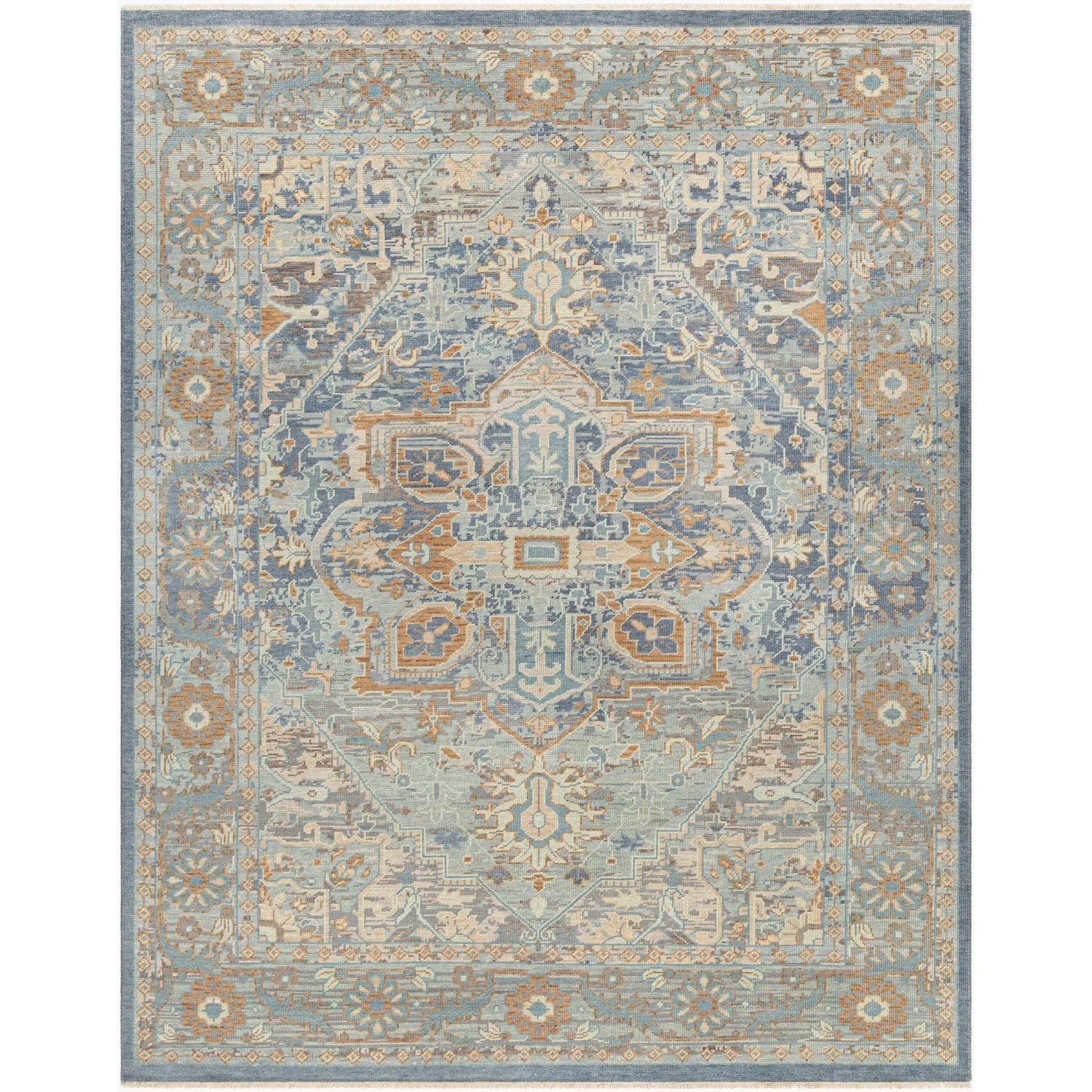 Surya Cappadocia CPP-5034 Hand Knotted Rug in pale blue, medium gray and charcoal