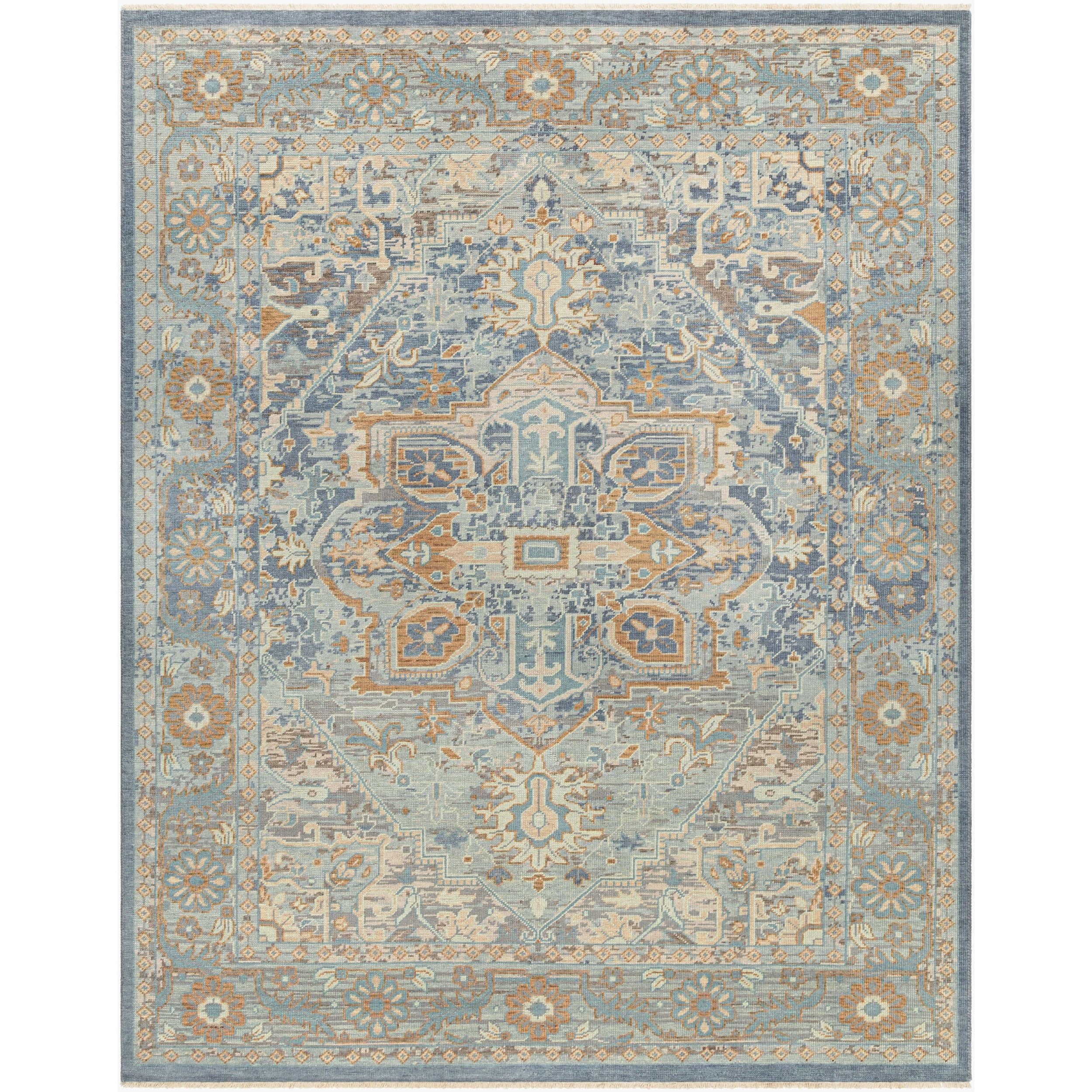 Surya Cappadocia CPP-5034 Hand Knotted Rug in pale blue, medium gray and charcoal