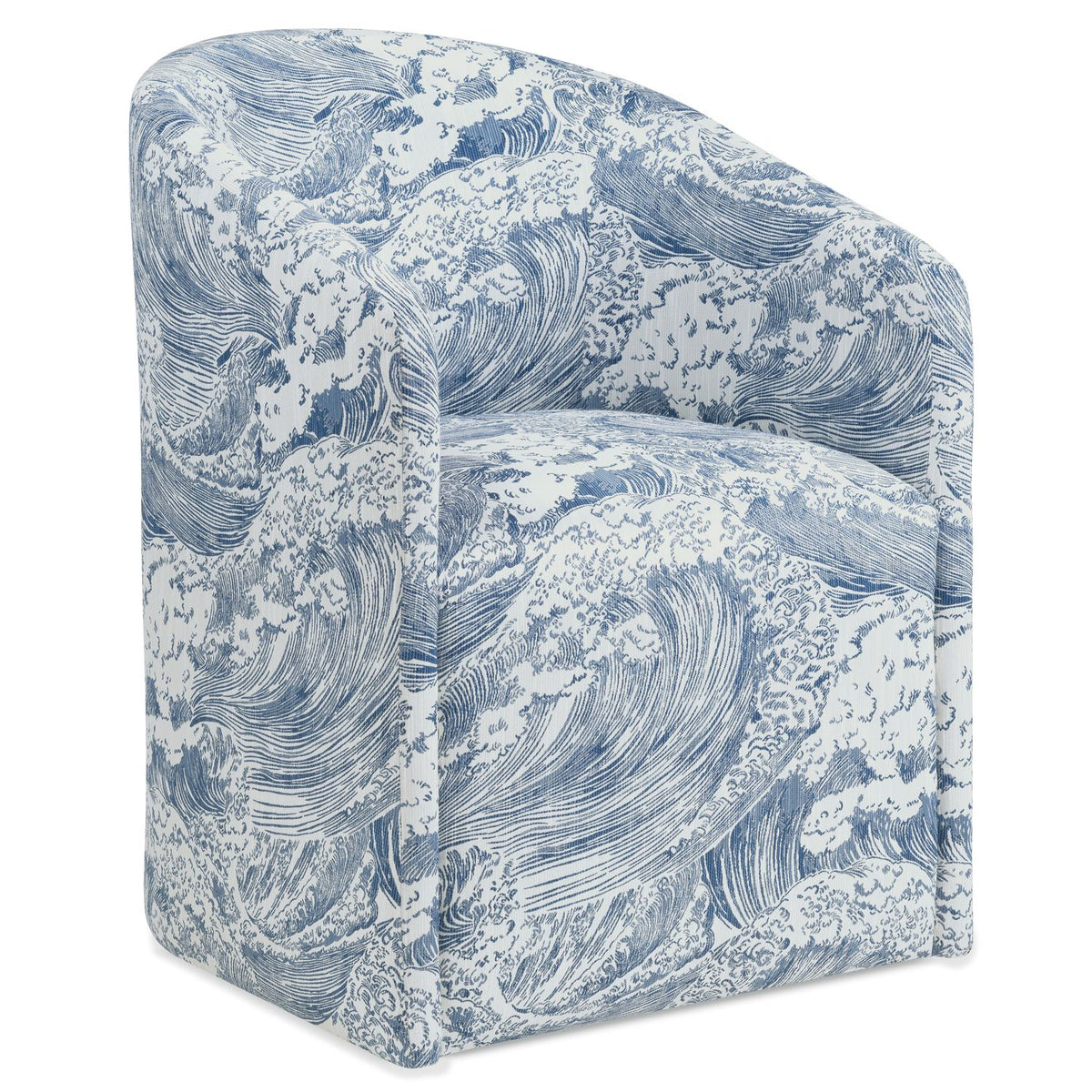 Margaritaville Slow Roll Blue Upholstered Dining Chair in blue performance fabric, primary product view
