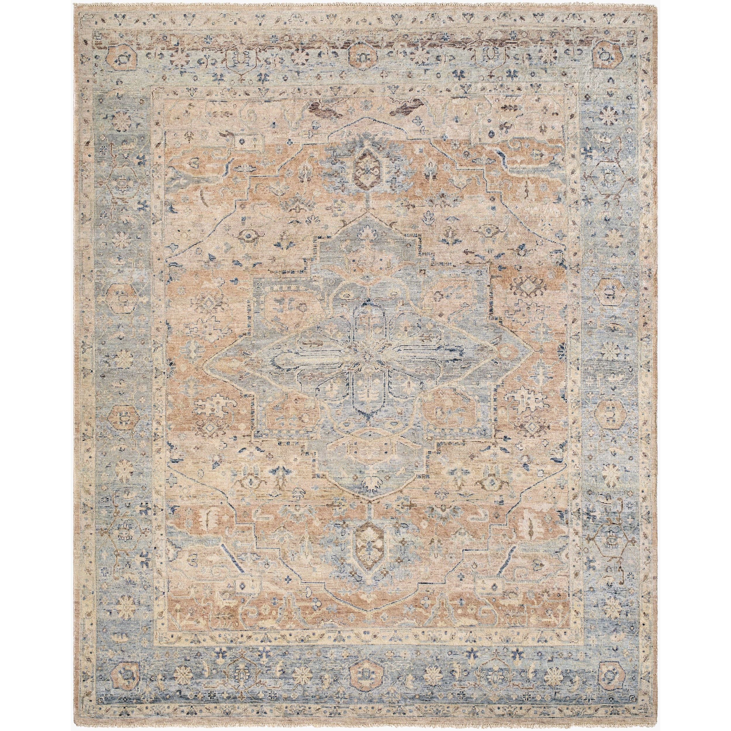 Surya Anatolia ANY-2310 Hand Knotted Rug in pure wool, Beige, Sandstone, Sky Blue, Slate, Ivory