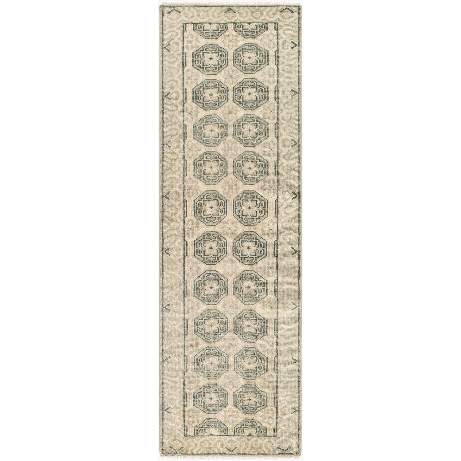 Surya Riviera RIV-2301 Hand Knotted Rug shown flat to display its charcoal pattern