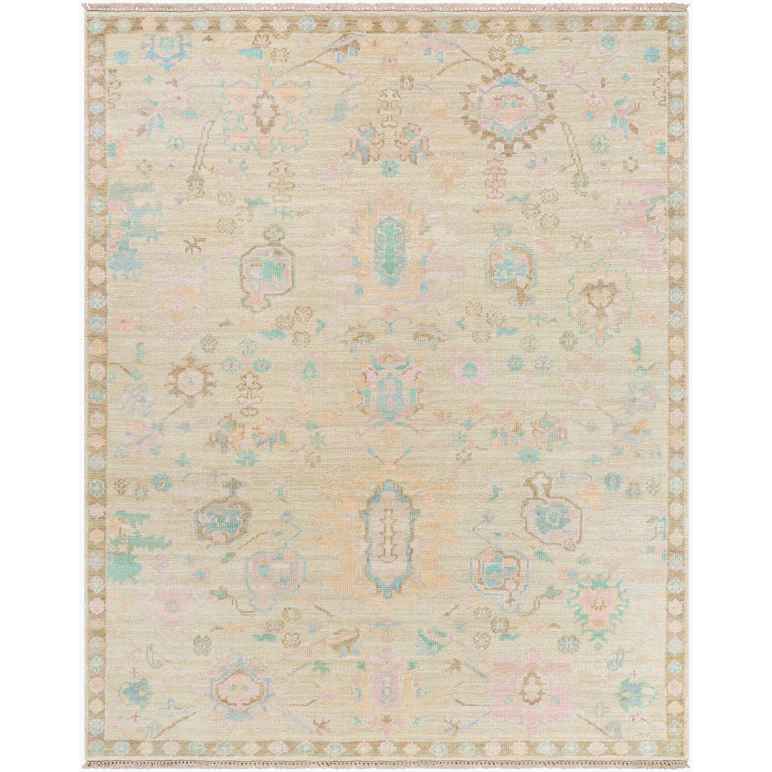 Surya Antalya AAT-2307 Hand Knotted Rug in Denim, Dark Brown, Taupe, Blue, Medium Gray and Gray