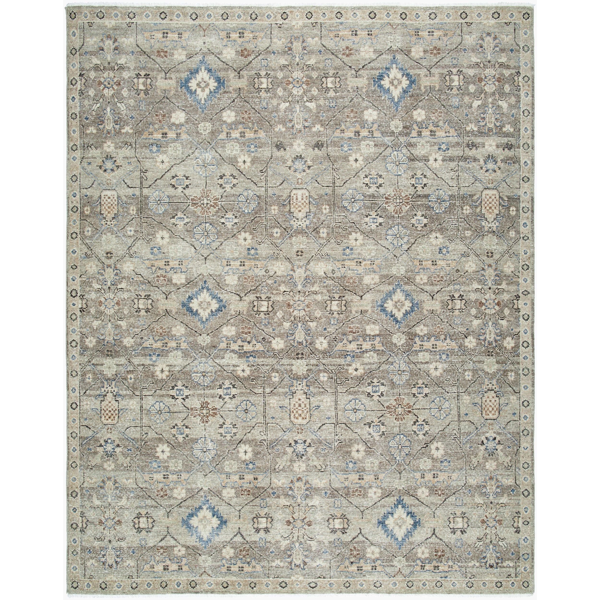 Surya Anelka ANK-2302 Hand Knotted area rug in 100% Wool, shown in Taupe, Slate Gray, Ivory